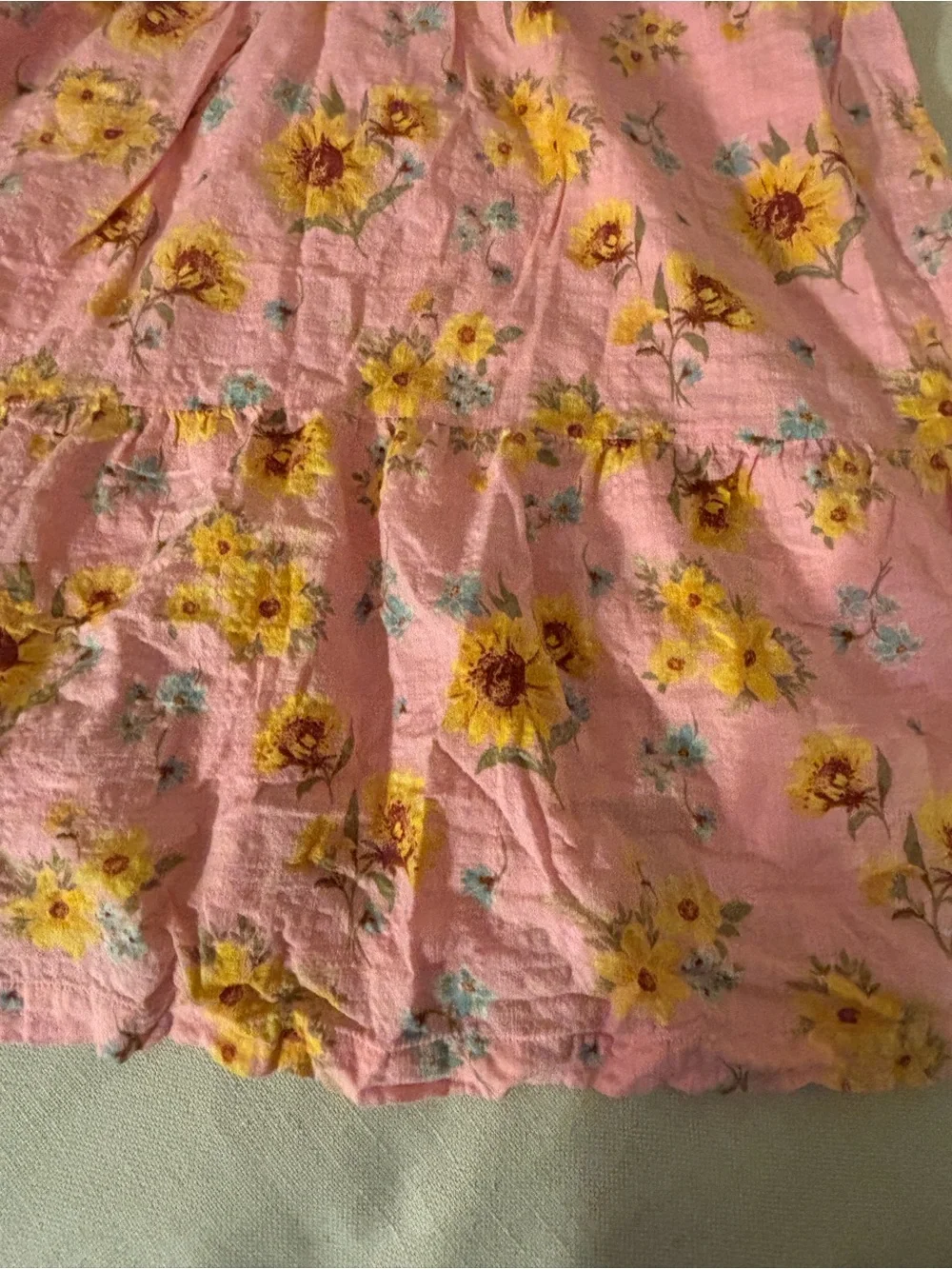 Old Navy Girls Floral Tiered Midi Skirt Pink Sunflower Size XL (14-16)